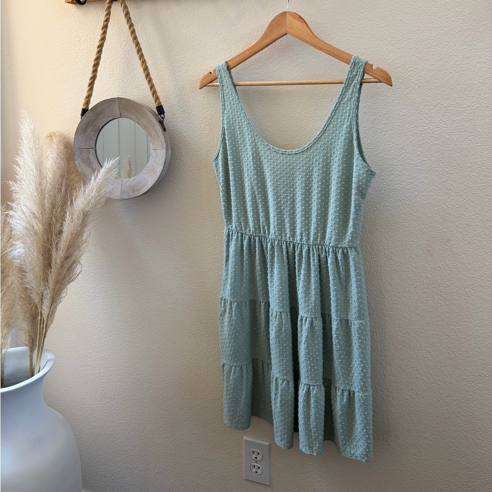 Sage Green Sleeveless Tiered Midi Dress